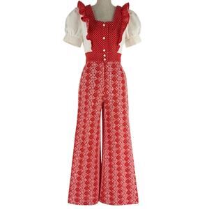 70s bell bottom polyester jumpsuit 1970s vintage PBJ Junior Petites